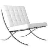 Mies Barcelona Pavilion Chair with Footrest - White Elegance